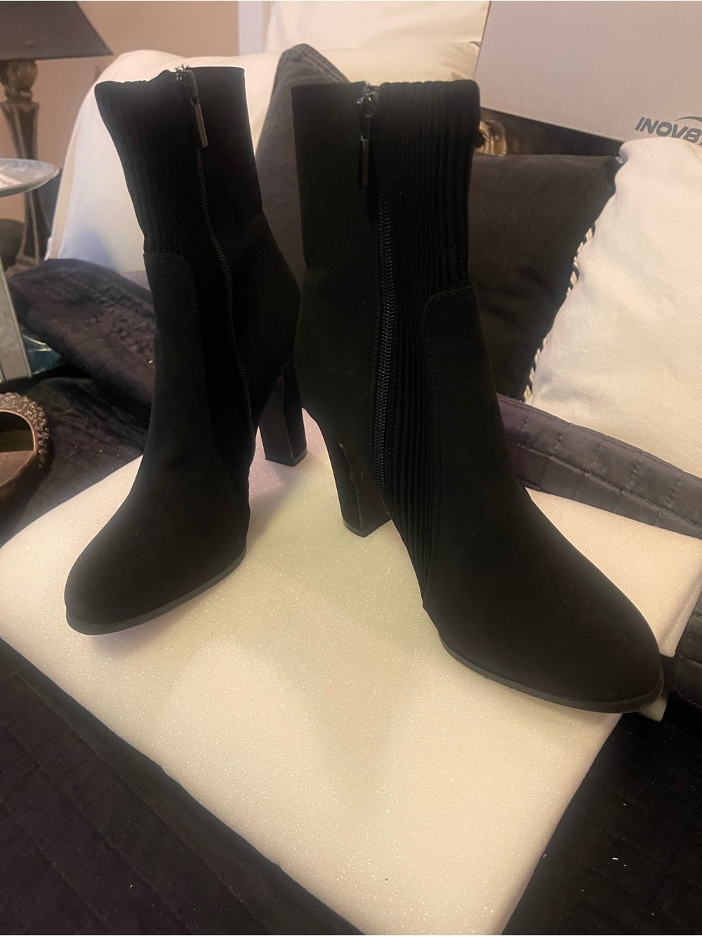 Impo odysee ultra suede stretch zip block heel boots new 8 m